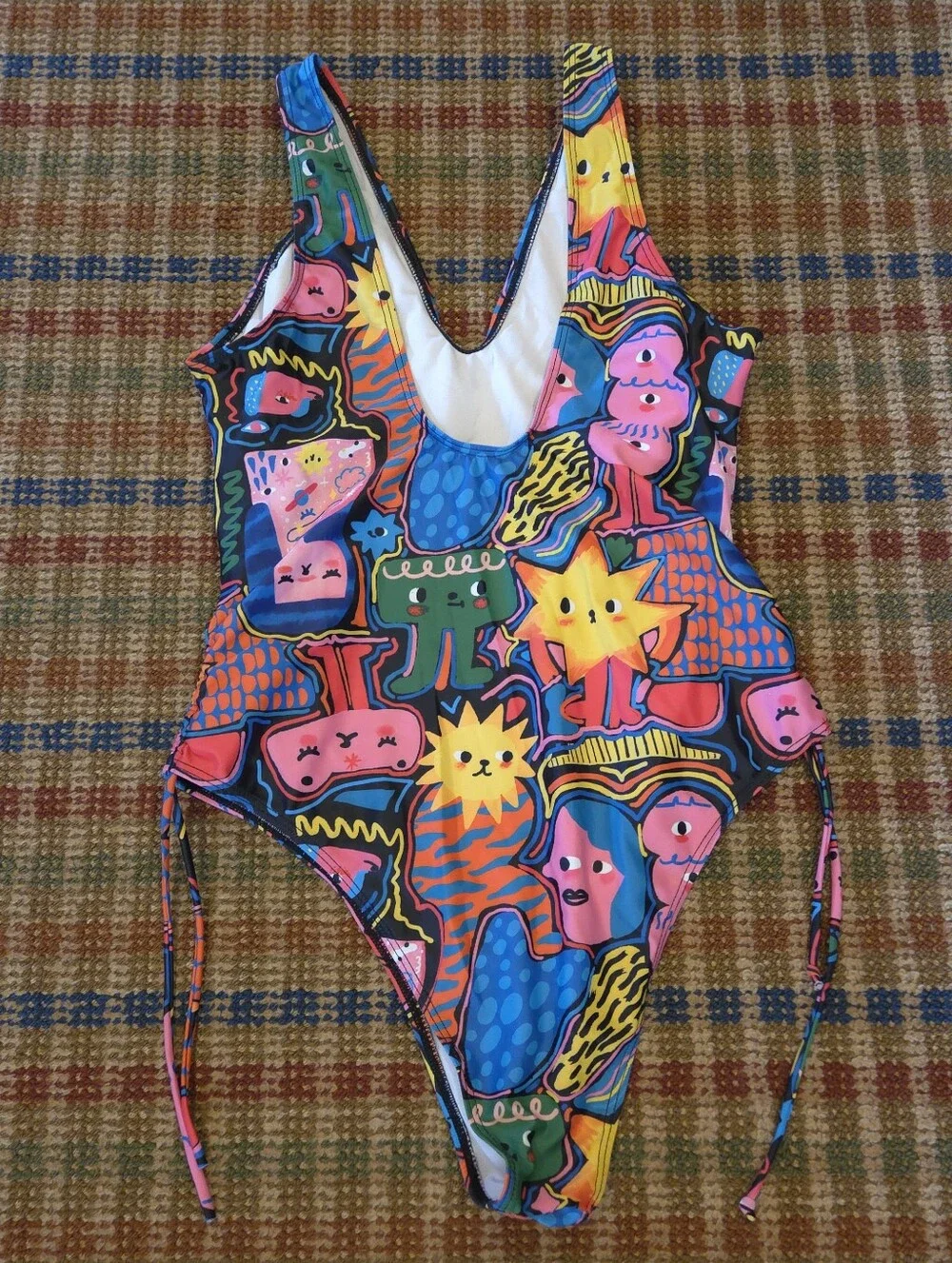 Martcellia Liunic Unique Weird Kawaii Pop Art Trippy Swimsuit Bodysuit Size L